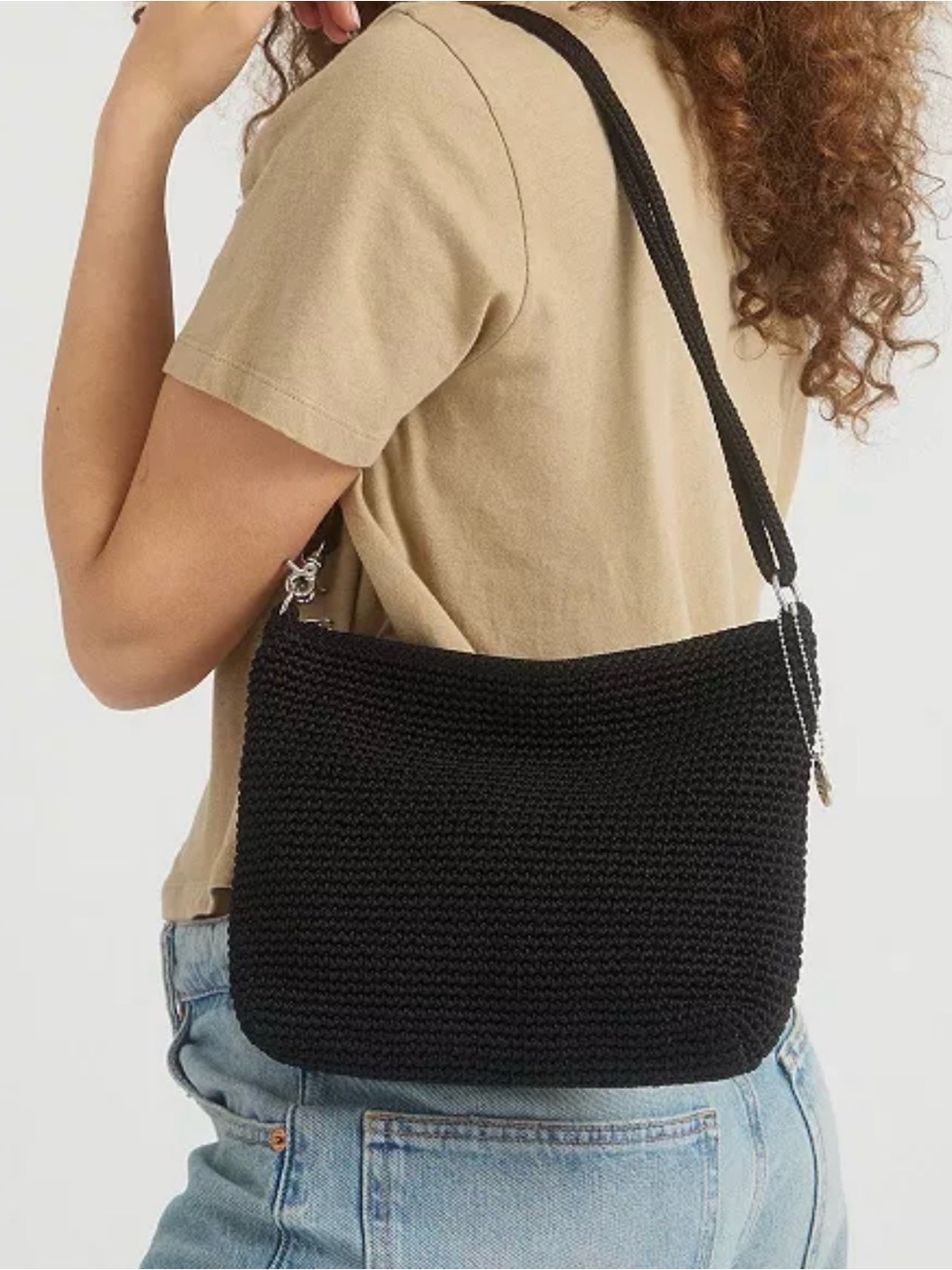 The Sak Black Crochet Shoulder Bag